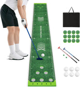Portable Putting Green Mat with 2 Adjustable Putters, 6 Balls, Carrying Bag, Golf Putting Mat for Party