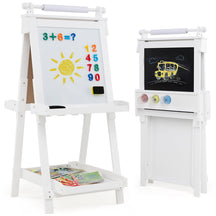 3-in-1 Double-sided Art Easel with Chalkboard & Magnetic Whiteboard