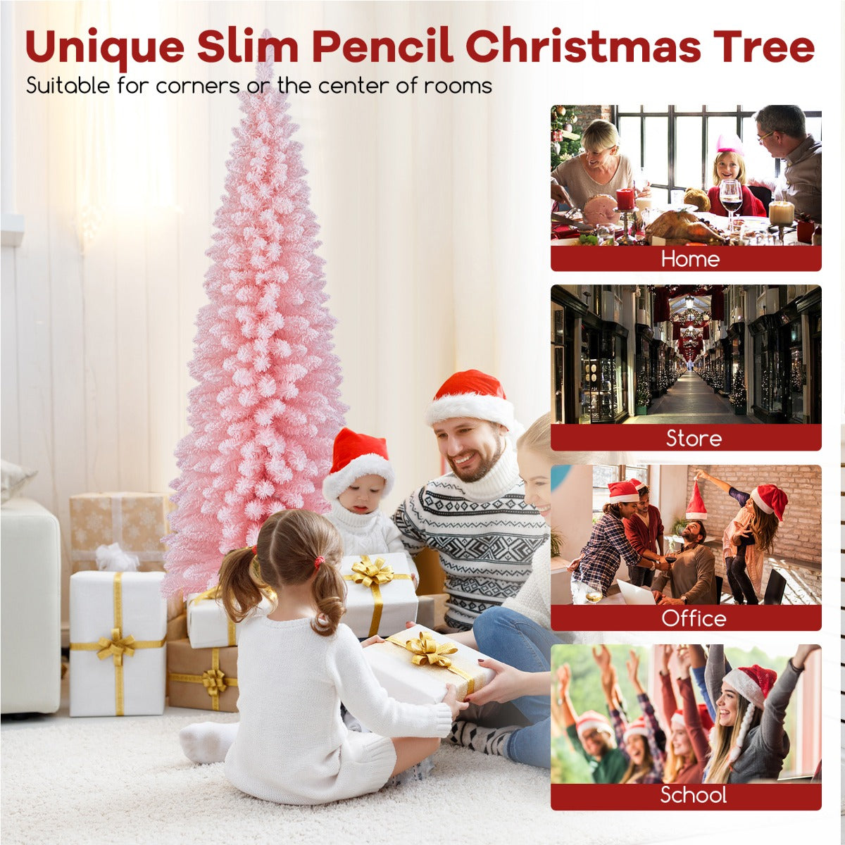 Pink Artificial Christmas Tree with 460 Lush Branch Tips