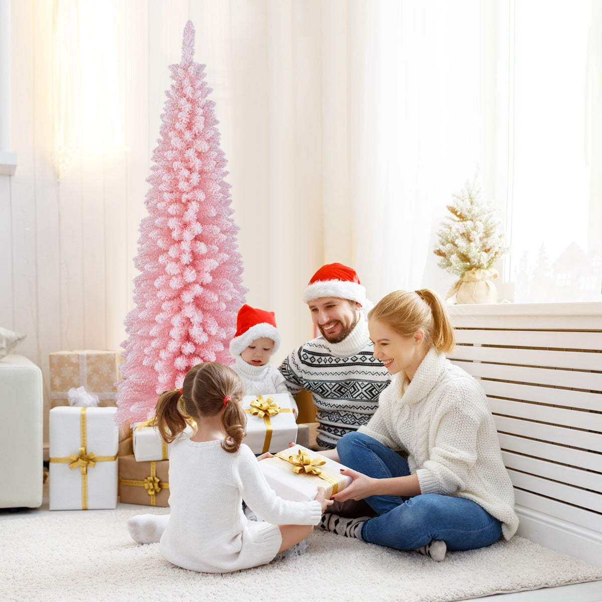 Pink Artificial Christmas Tree with 460 Lush Branch Tips
