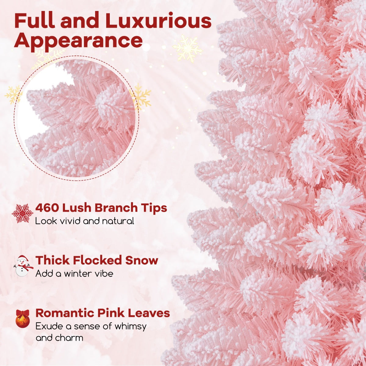 Pink Artificial Christmas Tree with 460 Lush Branch Tips