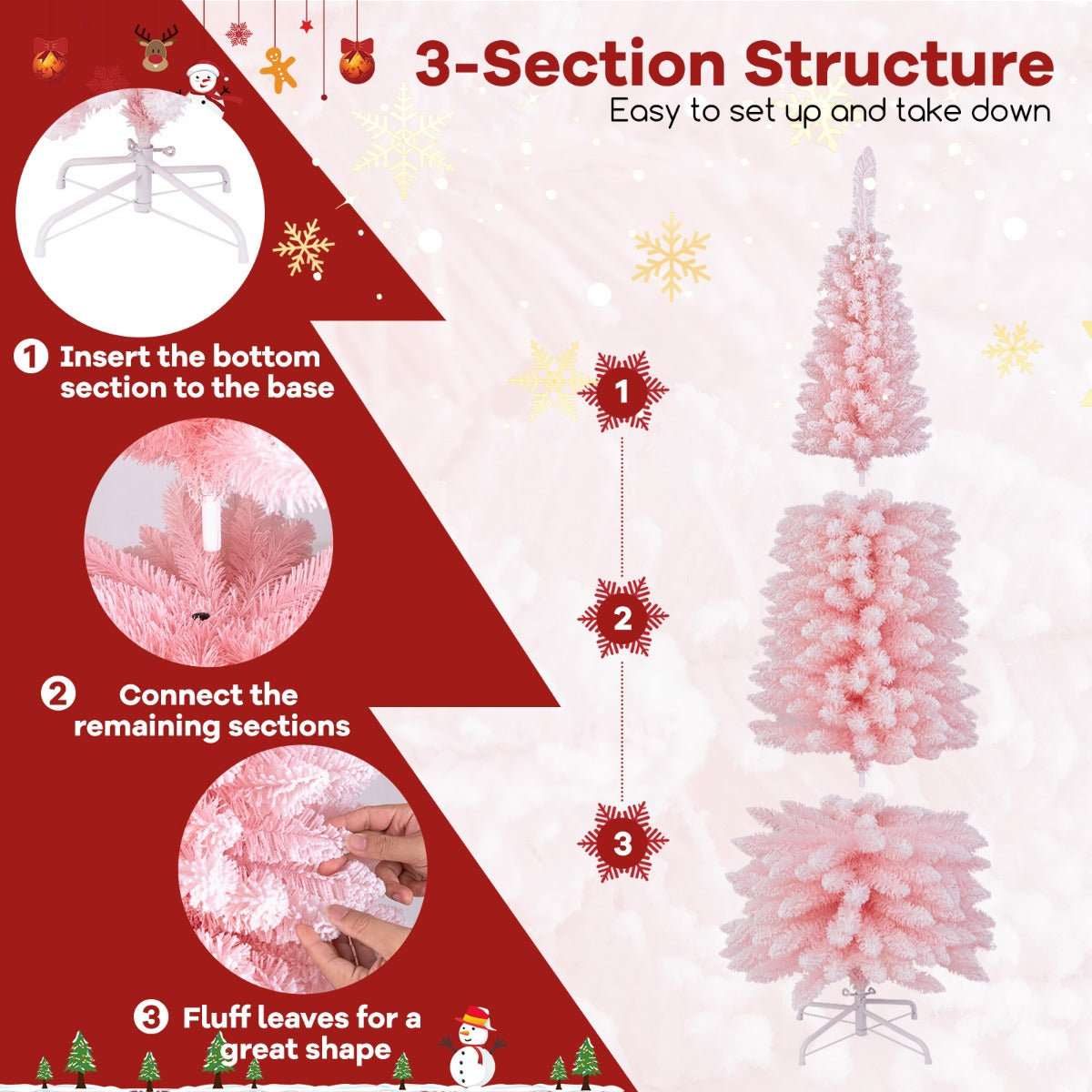 Pink Artificial Christmas Tree with 460 Lush Branch Tips