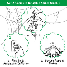 1.8M Halloween Inflatable Spider with LED Lights