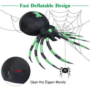 1.8M Halloween Inflatable Spider with LED Lights