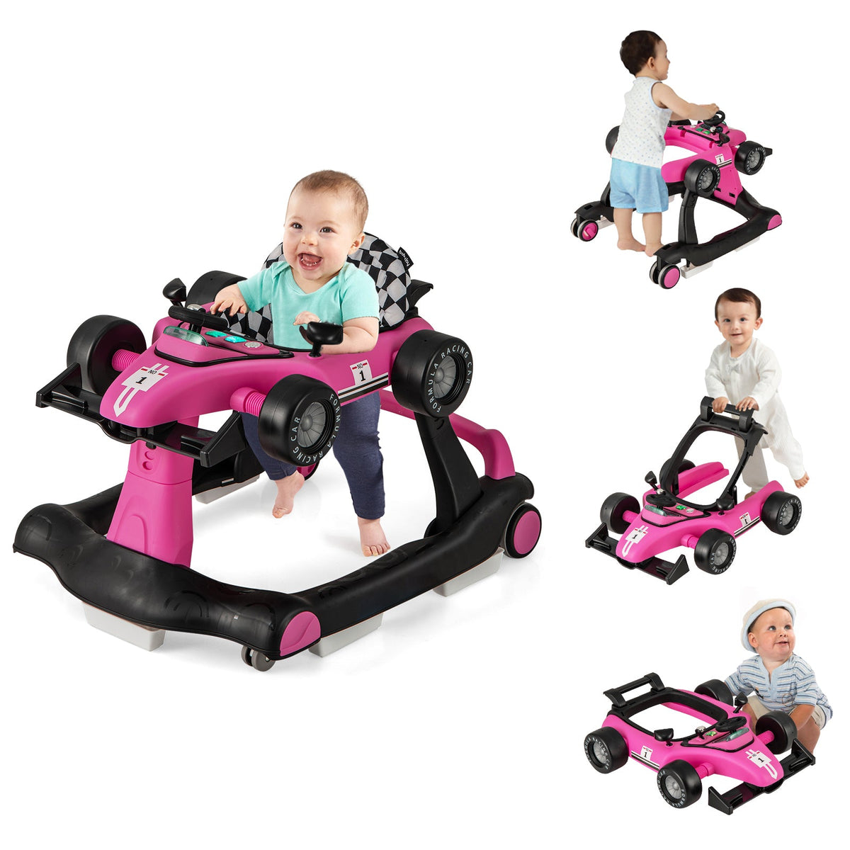4-in-1 Baby Walker, Foldable Baby Activity Walker