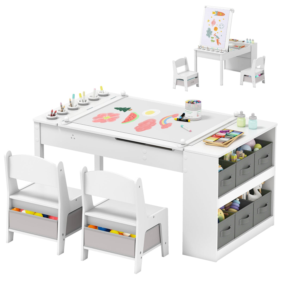 Multi-functional Kids Art Easel Table & Chair Set