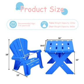 Kids Plastic Table with 2 Adirondack Chairs Set