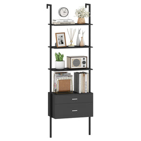 6-Tier Ladder Bookcase w/ 2 Drawers