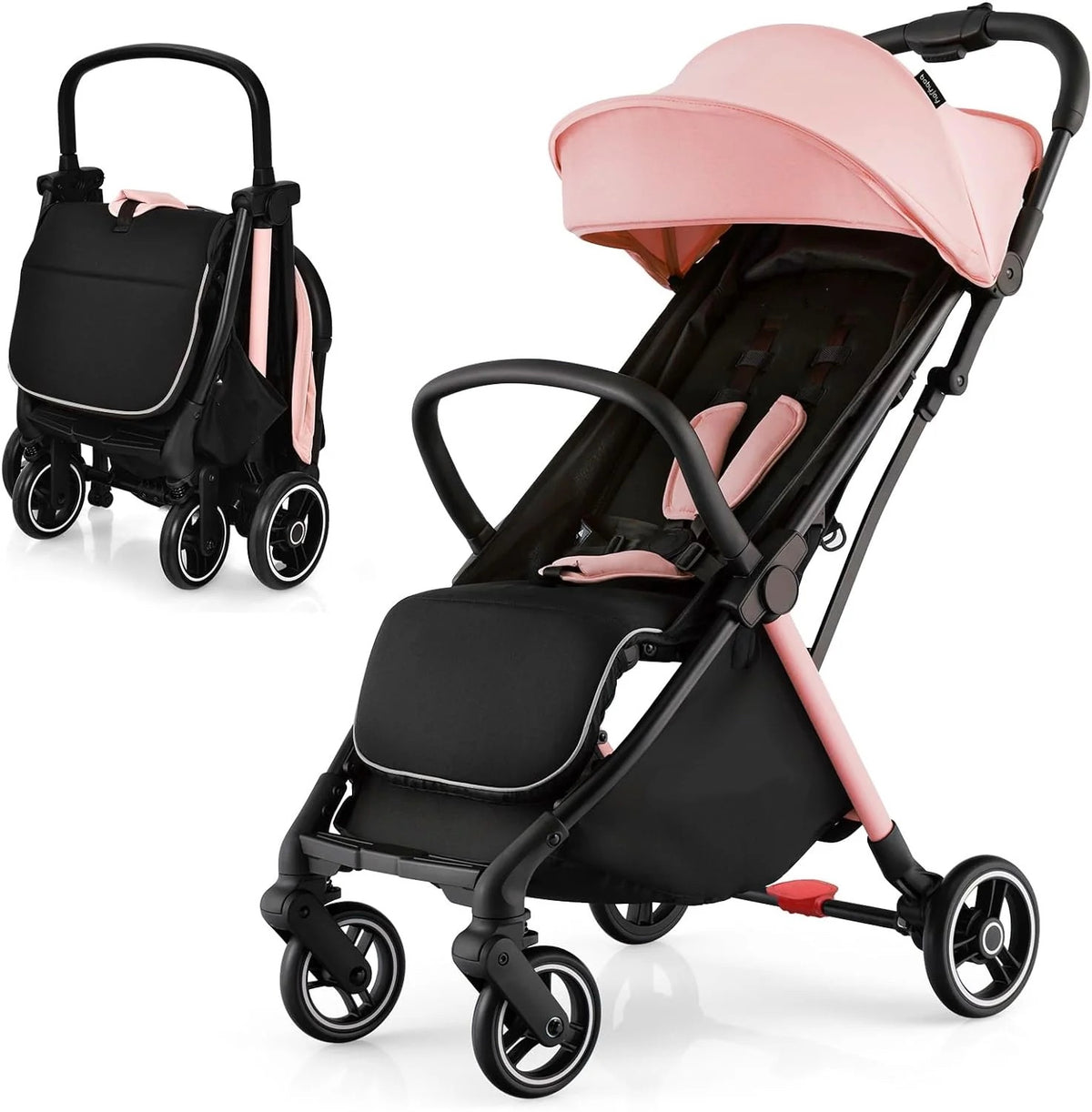 Hikidspace Compact Travel Stroller for Airplane Infant Toddler Stroller w/Adjustable Backrest & Canopy