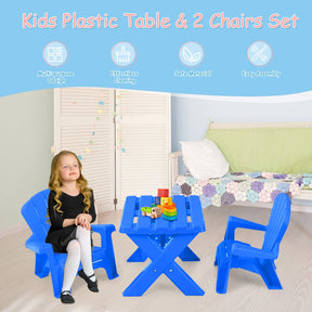 Kids Plastic Table with 2 Adirondack Chairs Set