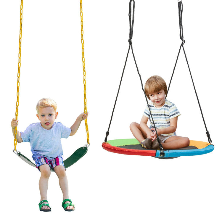 2-Pack Saucer Tree Swing Seat Replacement with Adjustable Ropes (without Stand)