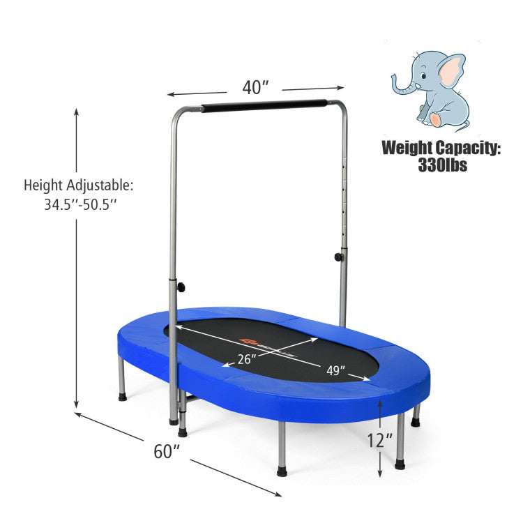 2-Person Foldable Mini Kids Trampoline 5-Level Adjustable Handle