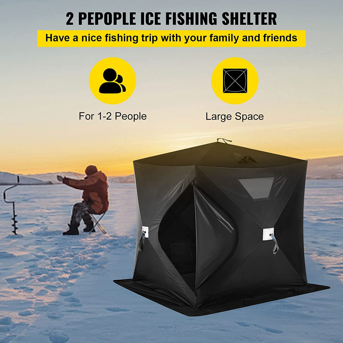 2-Person Outdoor Portable Ice Fishing Shelter Tent for Outdoor Camping Travel