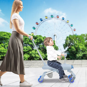 2-in-1 Kids Ride-on Push Car with LED Lighted Wheels-Blue