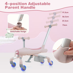 2-in-1 Kids Ride-on Push Car with LED Lighted Wheels-Blue