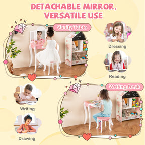 Kids Vanity Set with Tri-folding Acrylic Mirror TOP 20 Bonus Trinkets Set