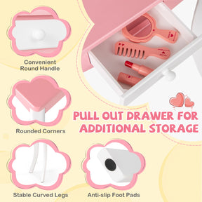 Kids Vanity Set with Tri-folding Acrylic Mirror TOP 20 Bonus Trinkets Set