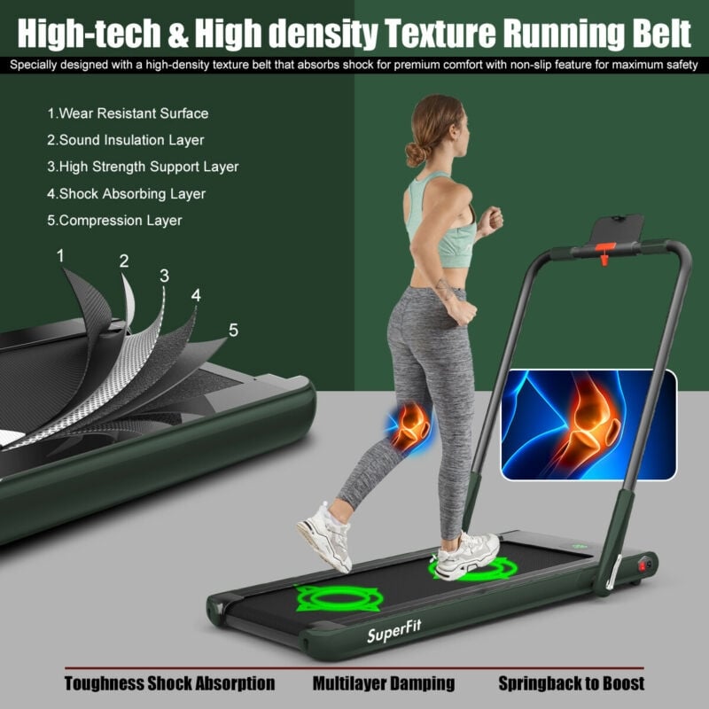 2-in-1 Folding Treadmill Electric Under Desk Treadmill Installation-Free with LED Display