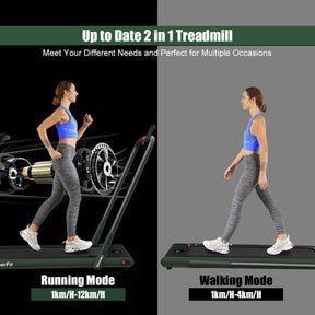 2-in-1 Folding Treadmill Electric Under Desk Treadmill Installation-Free with LED Display