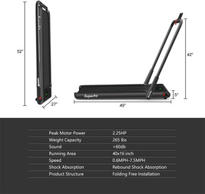 2-in-1 Folding Treadmill Electric Under Desk Treadmill Installation-Free with LED Display