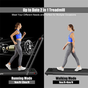 2-in-1 Folding Treadmill Electric Under Desk Treadmill Installation-Free with LED Display