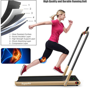 2-in-1 Folding Treadmill Electric Under Desk Treadmill Installation-Free with LED Display