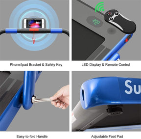 2-in-1 Folding Treadmill Electric Under Desk Treadmill Installation-Free with LED Display