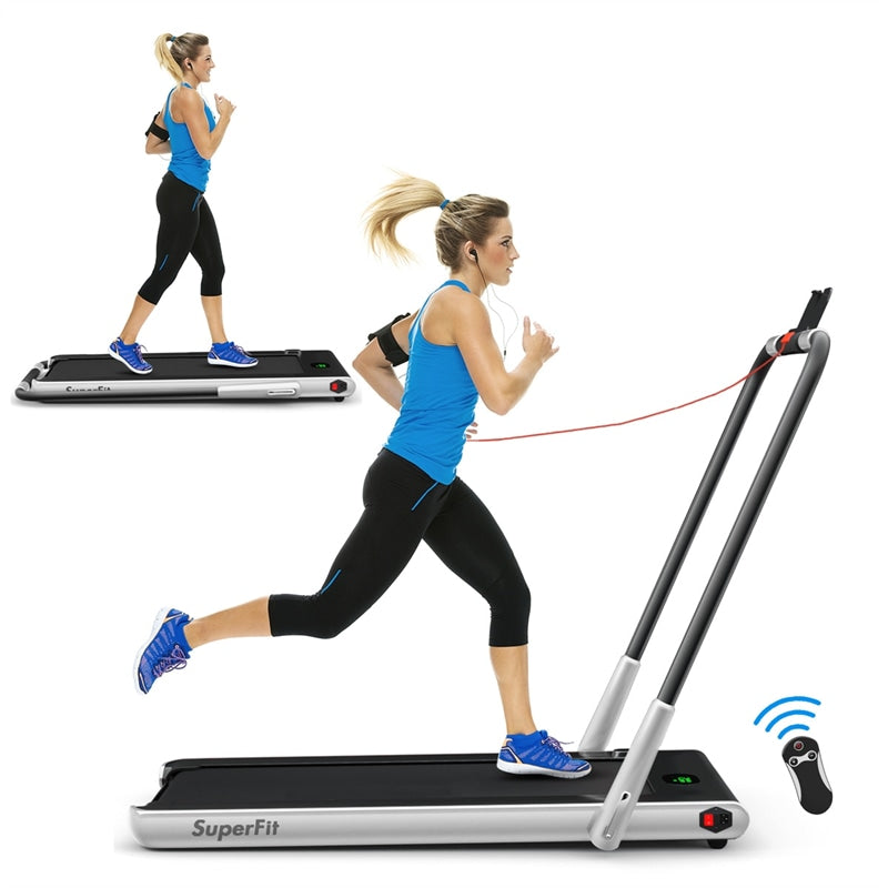 2-in-1 Folding Treadmill Electric Under Desk Treadmill Installation-Free with LED Display