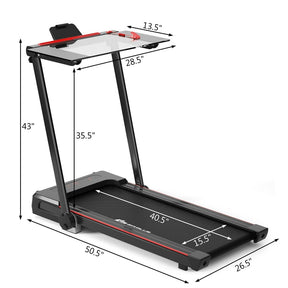 2.25HP 3-in-1 Folding Treadmill with LCD Display Large Desk Bluetooth Speakers