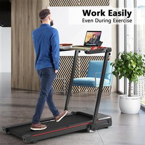2.25HP 3-in-1 Folding Treadmill with LCD Display Large Desk Bluetooth Speakers