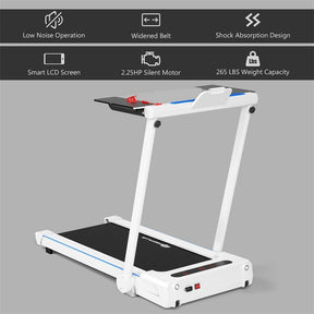 2.25HP 3-in-1 Folding Treadmill with LCD Display Large Desk Bluetooth Speakers