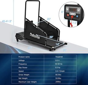 Pet Dog Treadmill Running Machine with Remote Control and LCD Display for Small/Medium-Sized Dogs