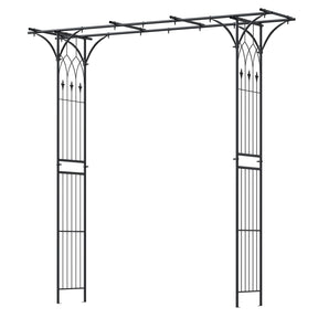 207 cm Flat Top Garden Arch with Trellises for Climbing Plants Outdoor Decor