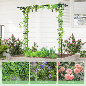 207 cm Flat Top Garden Arch with Trellises for Climbing Plants Outdoor Decor