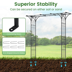 207 cm Flat Top Garden Arch with Trellises for Climbing Plants Outdoor Decor