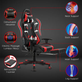 Ergonomic High Back Massage Gaming Chair with Light and Handrails