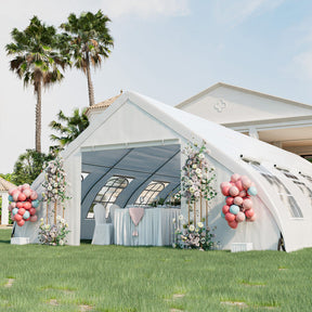 20 x 40 FT Heavy Duty Peach Shaped Wedding Canopy Party Tent Outdoor Gazebo Event Shelter with Ground Bar and Zipper Doors