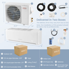 22000 BTU 21 SEER2 208-230V Ductless Mini Split Air Conditioner and Heater with Self-cleaning