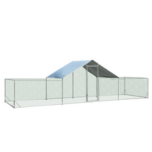 23FT Large Walk-in Chicken Coop Metal Poultry Cage Rabbits House Habitat Cage with Waterproof Cover for Backyard Farm