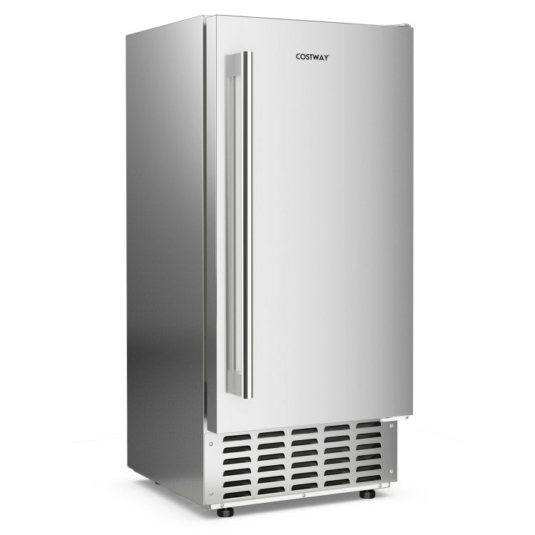 80Lbs/24H Commercial Ice Maker Stainless Steel Under Counter Nugget Ice Maker Machine with 24H Timer, Self-Cleaning and Storage Slot