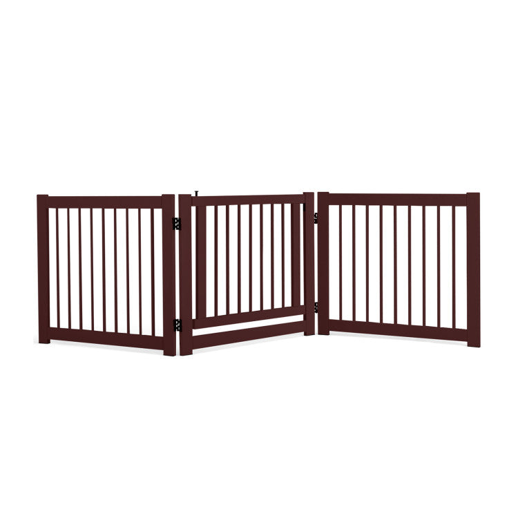 30 Inch 4 Panel Folding Configurable Wooden Fence for Pets