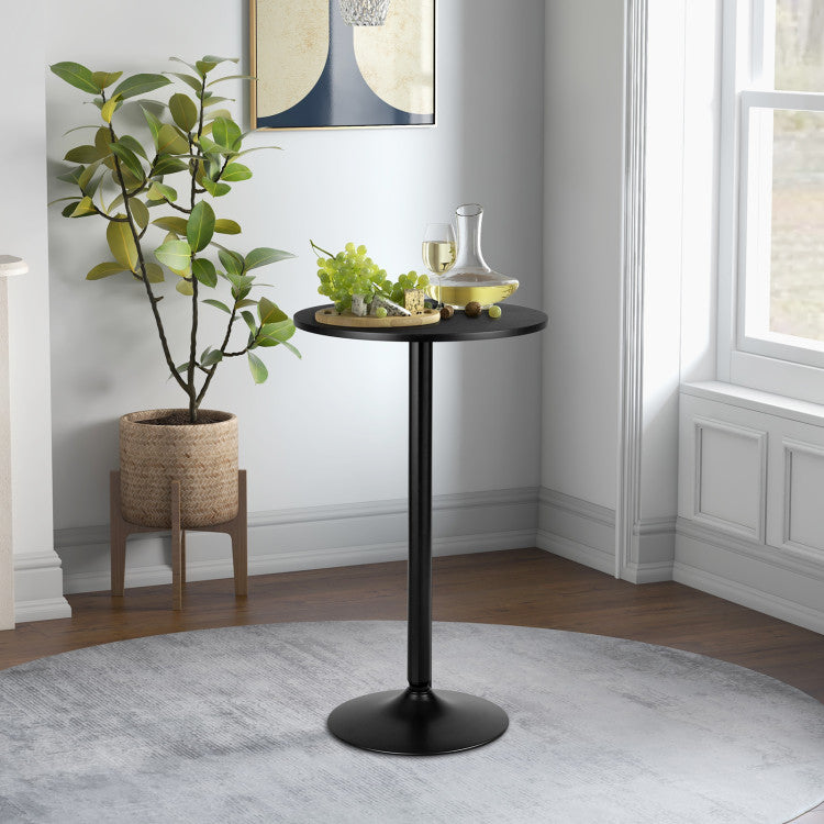 Hikidspace 24-Inch Modern Round Cocktail Table Coffee Table with Metal Base and MDF Top