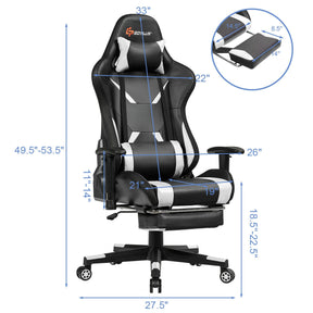 Ergonomic High Back Massage Gaming Chair with Light and Handrails
