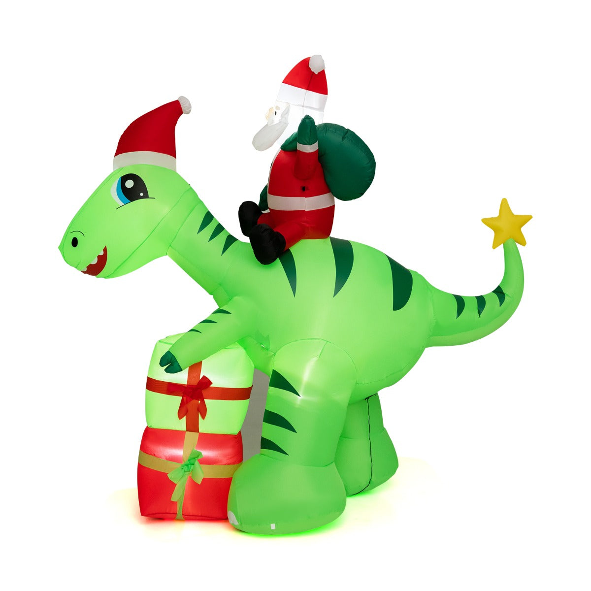 250 CM Christmas Inflatables Lighted Santa Claus Dinosaur Decoration