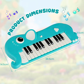 25-Key Kids Piano Keyboard Elephant Shape Toy Digital Piano