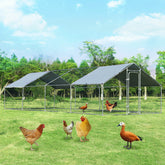 26.2 x 9.5 FT Large Chicken Coop Walk-in Metal Poultry Cage Hen Rabbits House with Weatherproof Cover and Lockable Door