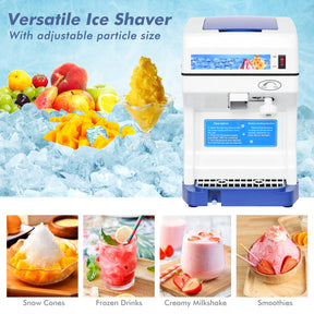265LBS/H Electric Tabletop Ice Crusher Shaver Snow Cone Maker Machine with Drip Tray and Low Noise