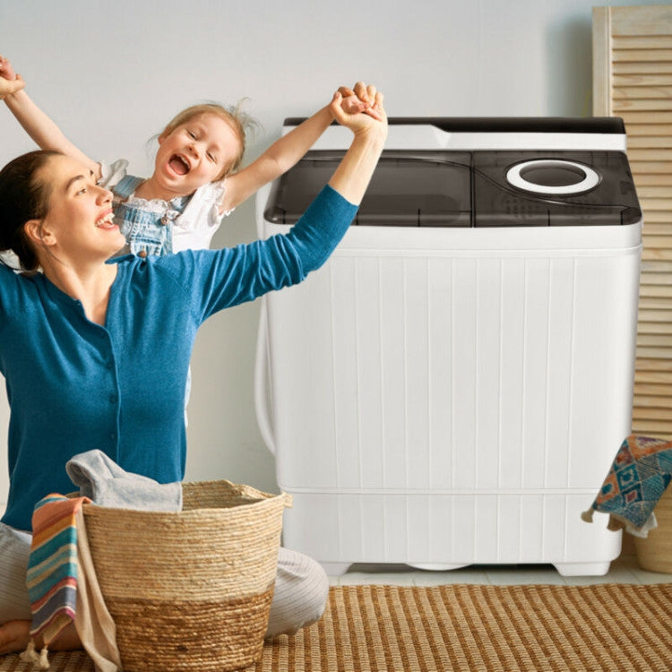 Hikidspace 26 lbs Portable Semi-automatic Washing Machine with Built-in Drain Pump