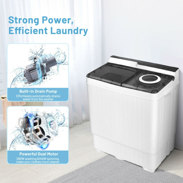 Hikidspace 26 lbs Portable Semi-automatic Washing Machine with Built-in Drain Pump