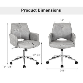 275LBS Adjustable Office Chair Swivel Hollow Mid Back Desk Chair Leisure Accent Chair Task Chair with Armrest and Rocking Function